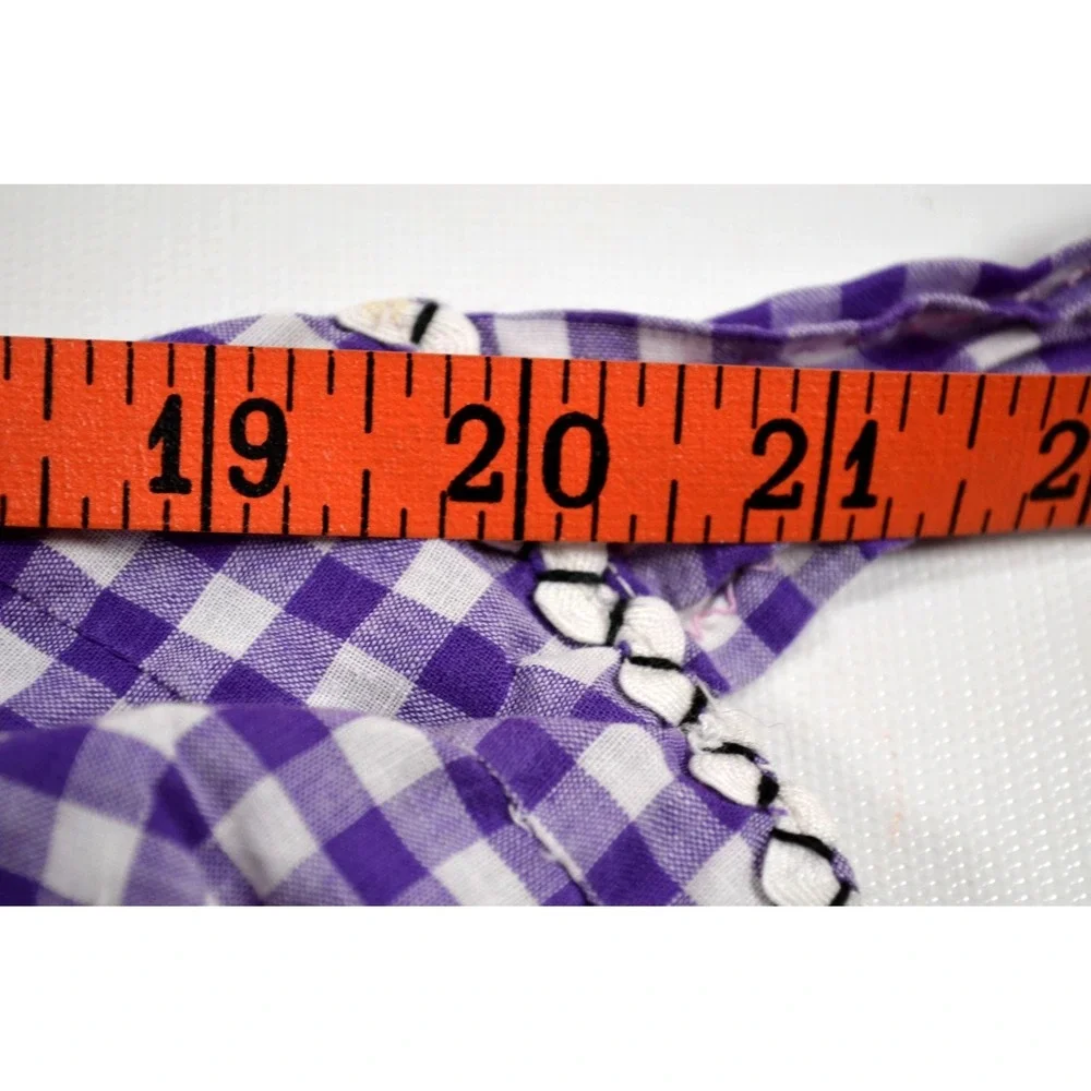 Vintage MCM 60s Half Apron Purple‎ & White Gingham Smocked Pocket Waist Band 20